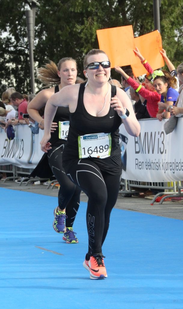 Marie Moe running a half-marathon